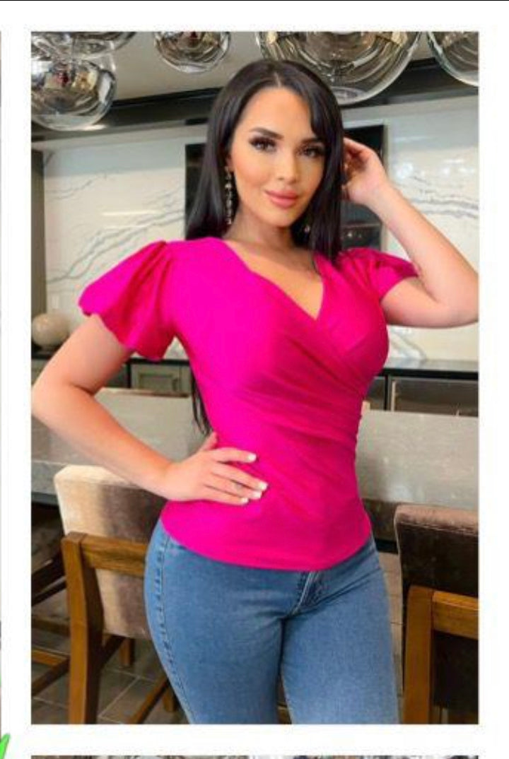 Fuschia Short Sleeve Top