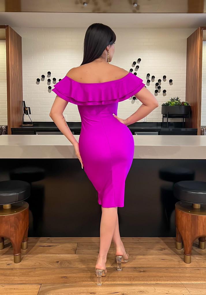 Purple Off The Shoulder Dress