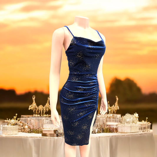 Royal Blue Velvet Midi Dress