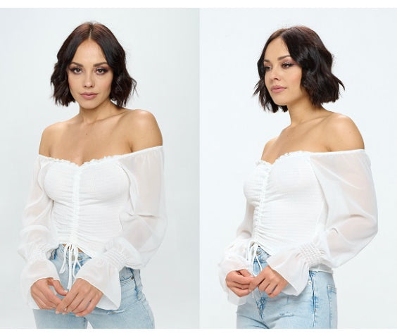 White Off The Shoulder Blouse