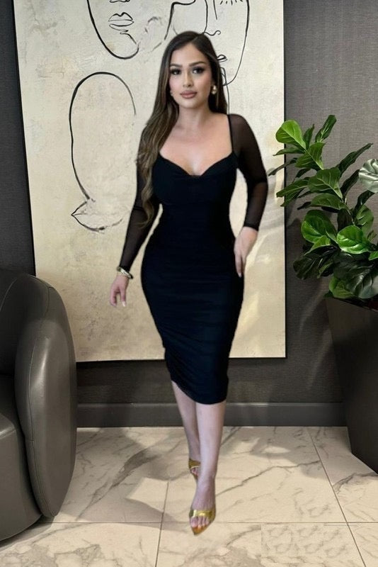Long Sleeve Bodycon Mesh Dress – La Zapateria Mexico