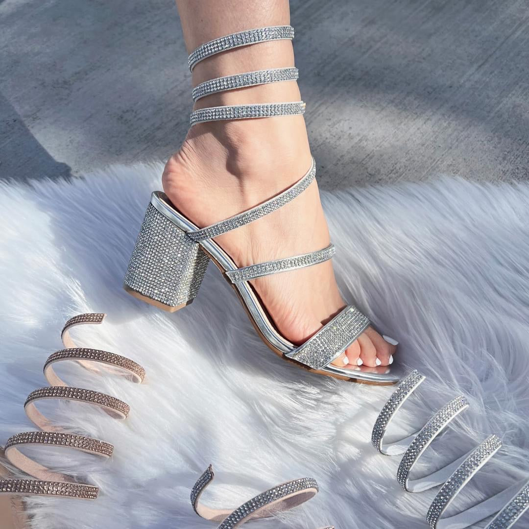 Silver Rhinestone Heels – La Zapateria Mexico