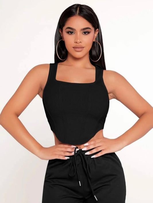 Black Corset Crop Top