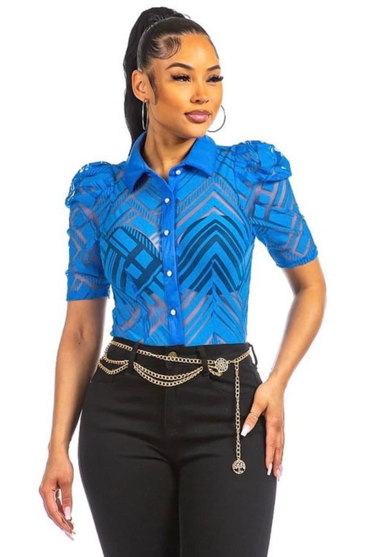 Blue Button Up Blouse