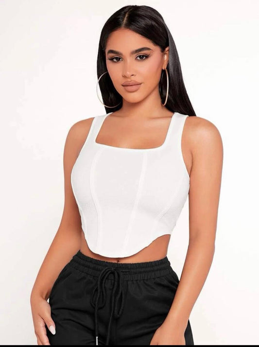 White Corset Crop Top