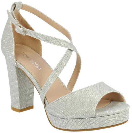 Silver Shimmer Platform High Heels