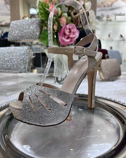 Champagne Rhinestone Platform High Heels